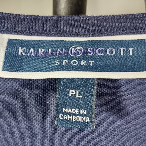 Karen Scott Faux Embroidered Split Neck Dress Size PL - Picture 6 of 8